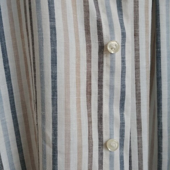 Jos A Bank 100% heavy linen striped button down Mens shirt - Picture 3 of 16